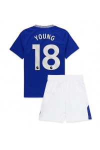 Everton Ashley Young #18 Jalkapallovaatteet Lasten Kotipeliasu 2024-25 Lyhythihainen (+ Lyhyet housut)